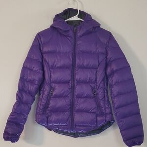Miss Sixty Ultra Lightweight Packable Down Jacket Size Med Purple Hooded Warm